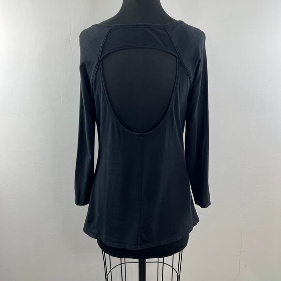 LULULEMON Black Top Cotton Scoop Neck Raglan Sleeve Casual Pullover Tee 6? - Picture 5 of 5